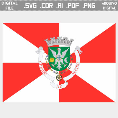 Vector bandeira Aveiro cidade brasão flag cdr ai svg pdf png comprar em Portugal