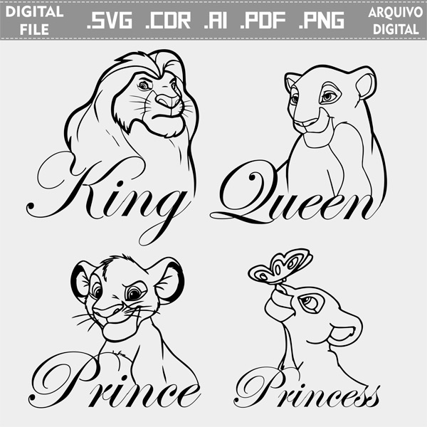 Vector The Lion King Family cdr ai svg pdf png Silhouette Cut file portugal