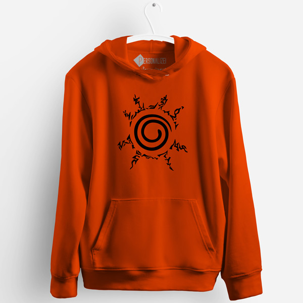 Selo Oito Trigramas Sweatshirt Naruto com capuz laranja