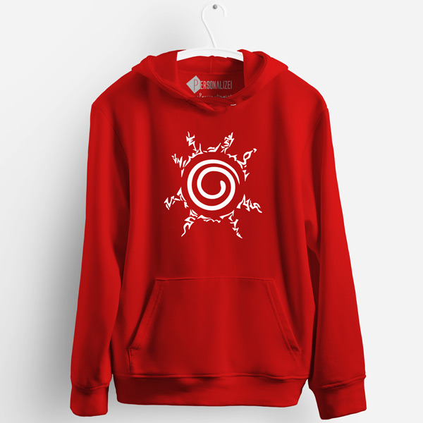 Selo Oito Trigramas Sweatshirt Naruto com capuz vermelho