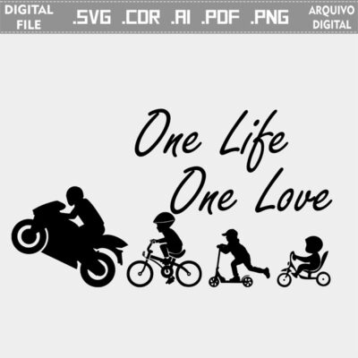 Vector Moto Fãs One Life One Love ai svg pdf png Laser Silhouette Cut file vinil flex siser