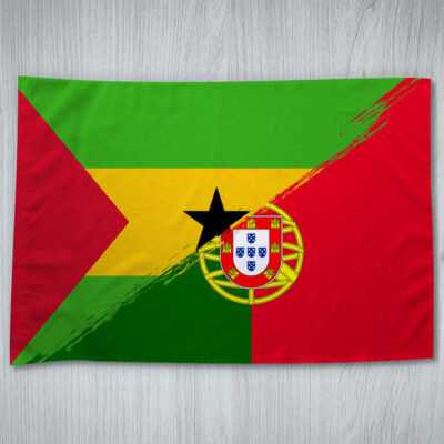Bandeira São Tomé e Príncipe e Portugal mesclada 70x100cm comprar em Portugal