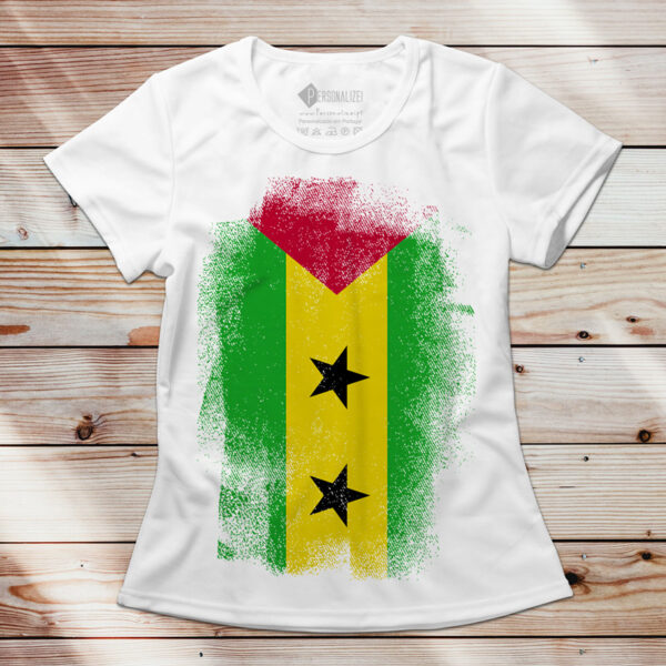 T-shirt São Tomé e Príncipe manga curta feminina