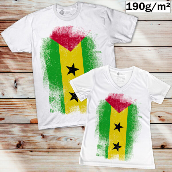 T-shirt São Tomé e Príncipe manga curta homem e mulher