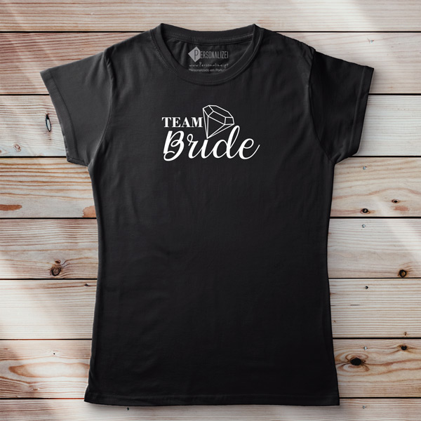 T-shirts Team Bride Team Groom despedida solteiro preta noiva