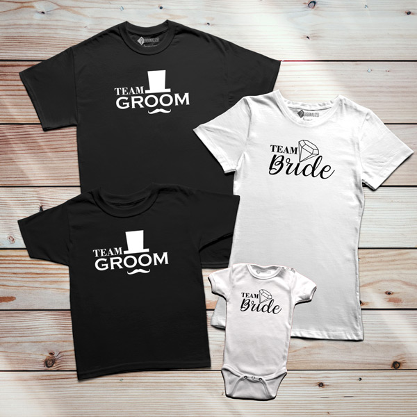 T-shirts Team Bride Team Groom despedida solteiro equipas