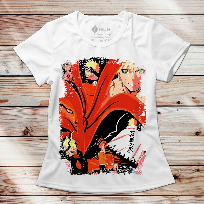 Blusa Feminina Mangá Naruto Uzumaki pequeno