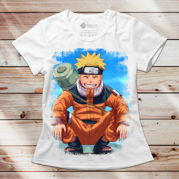 Naruto Uzumaki T-shirt branca feminina
