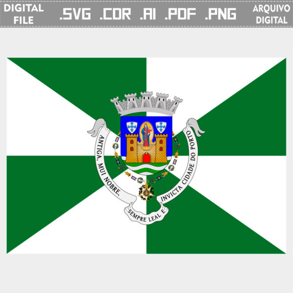 Vector bandeira Porto cidade brasão flag cdr ai svg pdf png comprar em Portugal