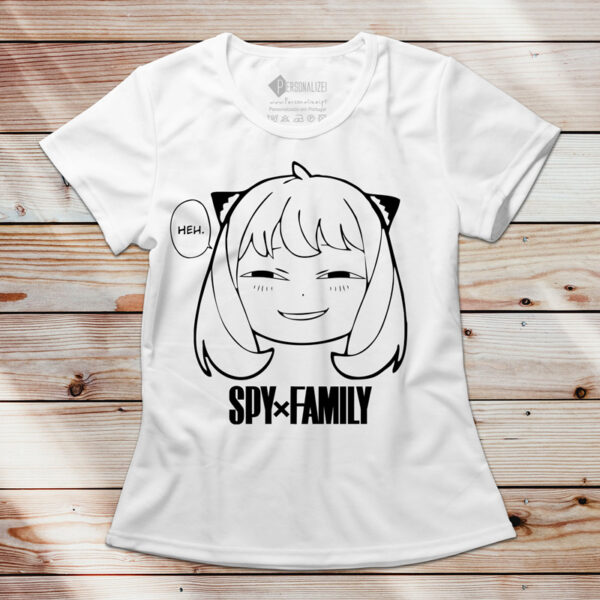 Anya Forger T-shirt heh face Spy × Family branca feminina