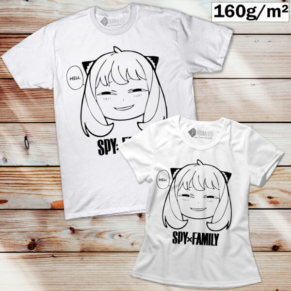 Anya Forger T-shirt heh face Spy × Family branca roupas fãs