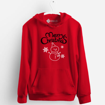 Merry Christmas Sweatshirt com capuz Snowman comprar vermelho
