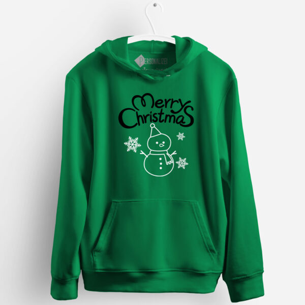 Merry Christmas Sweatshirt com capuz Snowman verde