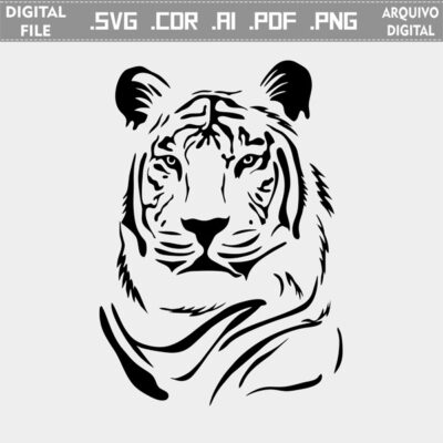 Vector Tiger Tigre Listrado ai svg pdf png Laser Silhouette Cut file download premium sacar