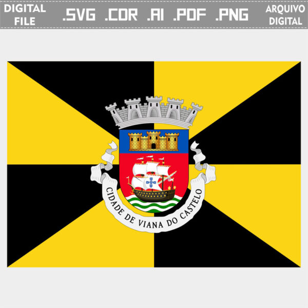 Vector bandeira Viana do Castelo cidade brasão flag cdr ai svg pdf png comprar