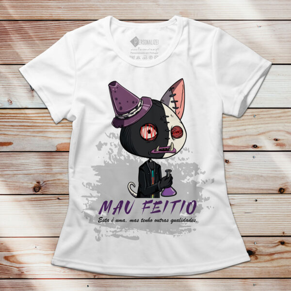 T-shirt Mau feitio Scary Cat manga curta feminina