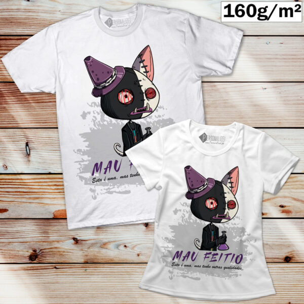 T-shirt Mau feitio Scary Cat manga curta gato