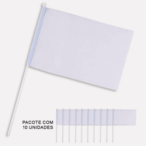 Bandeira de mão branca 19x13cm para sublimar + mastro comprar em portugal
