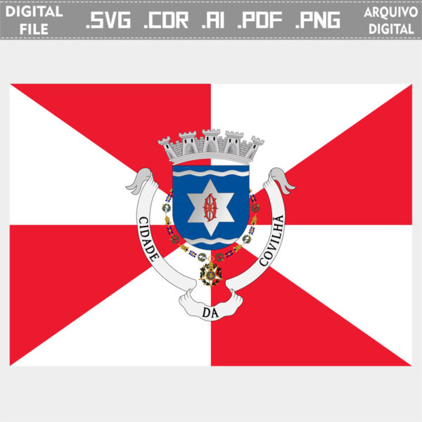 Vector bandeira Covilhã cidade brasão flag cdr ai svg pdf png comprar em Portugal download