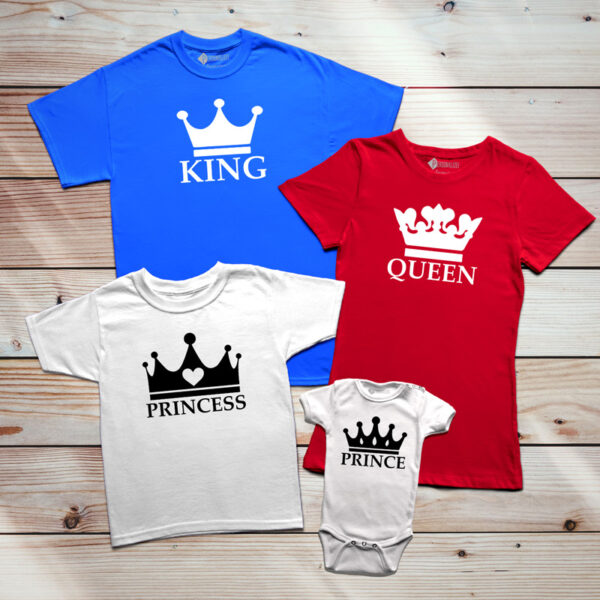 King Queen Prince Princess t-shirts conjunto pais e filhos rei rainha príncipe princesa