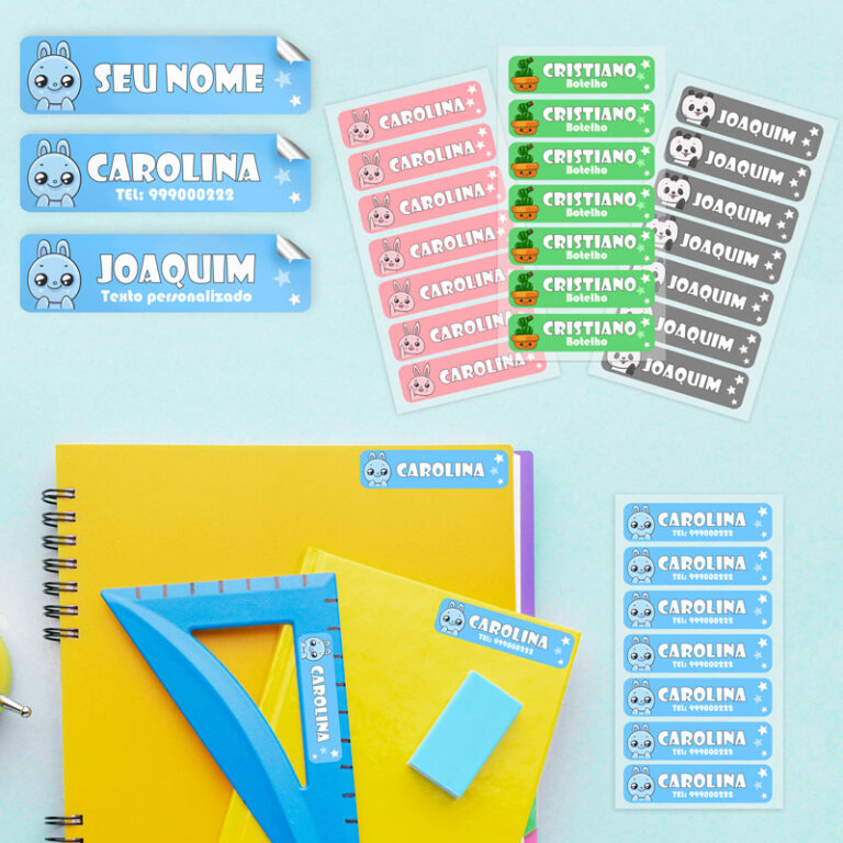 Etiquetas adesivas personalizadas com nome para material escolar ...