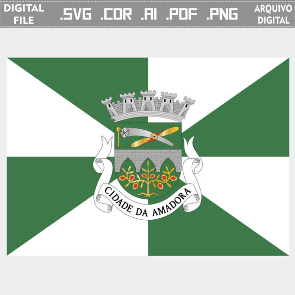 Vector bandeira Amadora cidade brasão flag cdr ai svg pdf png comprar ficheiro digital