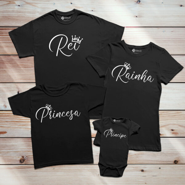 T-shirts Rei Rainha Príncipe Princesa conjunto pais e filhos conjunto