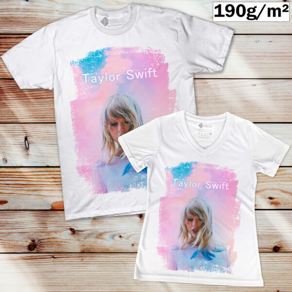 T-shirt Taylor Swift manga curta branca homem e Mulher