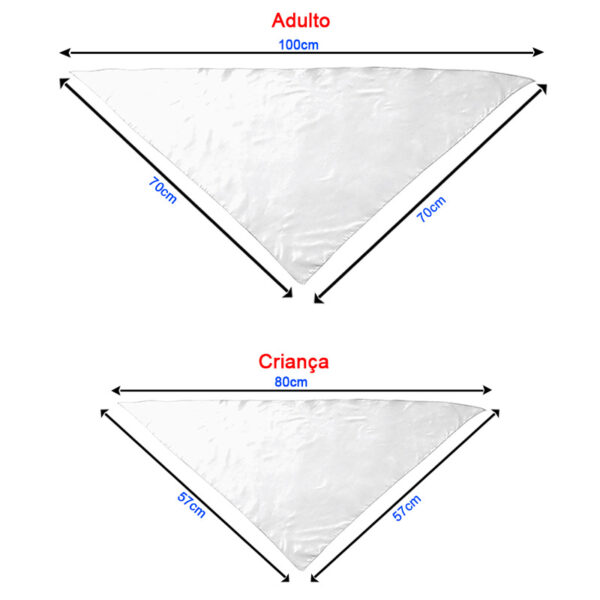 Lenço triangular para sublimação criança e adulto tamanhos
