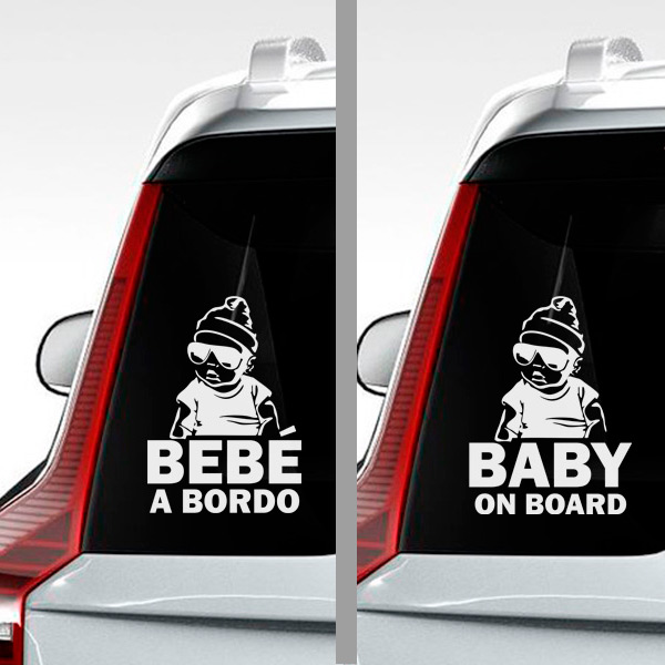 Bebé a Bordo Autocolante para Carro Vidro Adesivos Baby on Board em ingles e em portugues