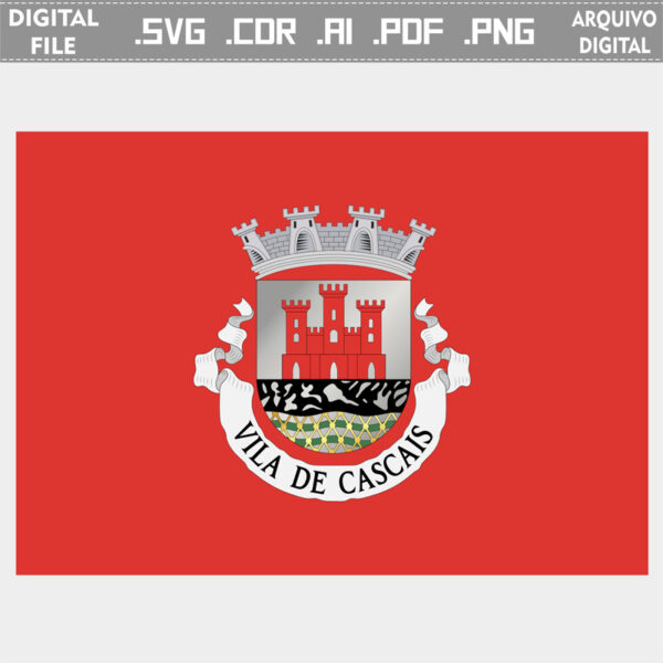Vector bandeira Cascais cidade brasão flag cdr ai svg pdf png comprar em Portugal