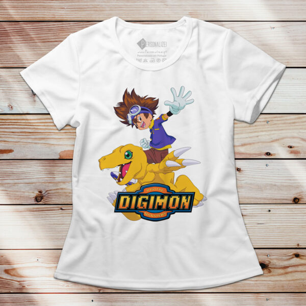 T-shirt Digimon branca anime mangás fãs em Portugal roupas