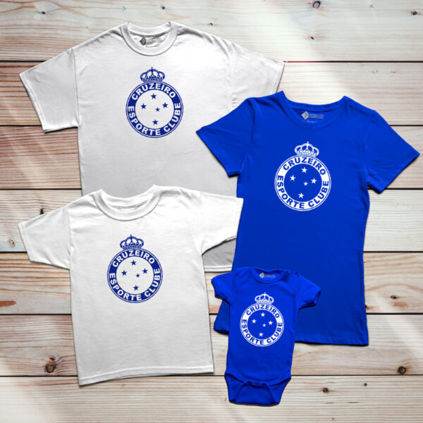 T-shirt/Body Cruzeiro Homem Criança Mulher azul e branca