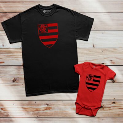 T-shirt/Body Flamengo Homem Criança Mulher preta e vermelha