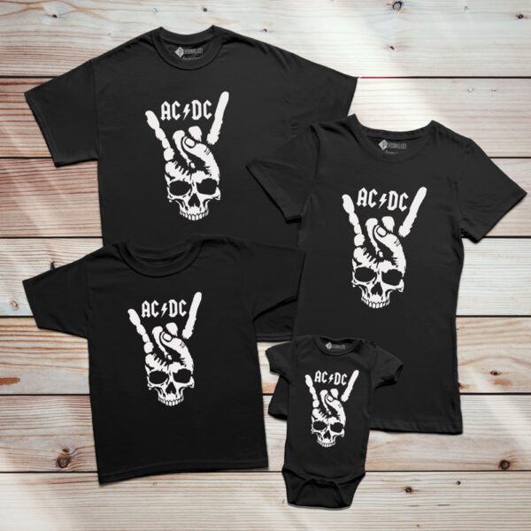 T-shirt AC/DC Skull Hand Rock unisex e feminina