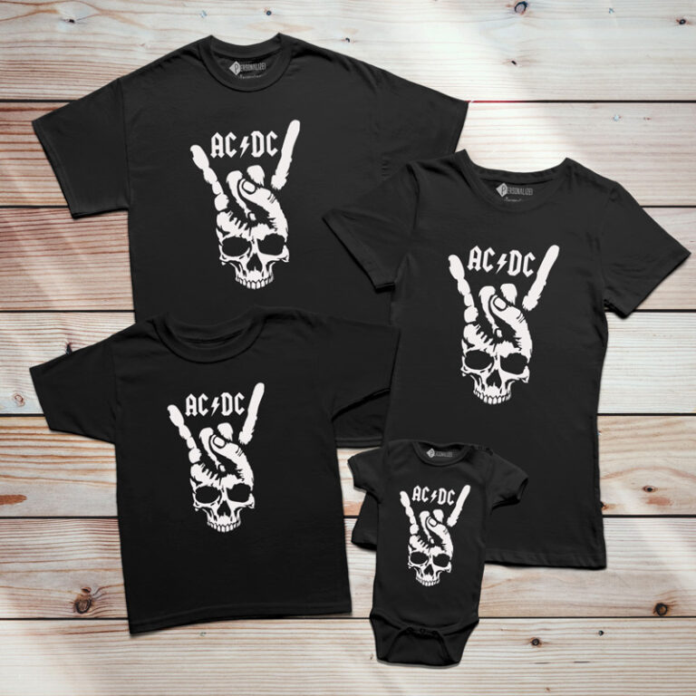 T-shirt AC/DC Skull Hand Rock - Personalizei