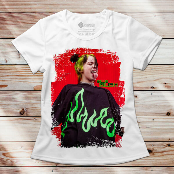 T-shirt Billie Eilish branca para mulher senhora em portugal