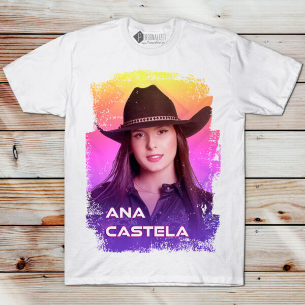 T-shirt Ana Castela manga curta branca para senhora unisex e criança