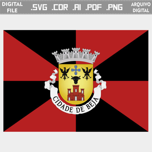 Vector bandeira Beja cidade brasão flag cdr ai svg pdf png ficheiro editável sacar