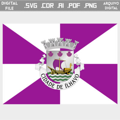 Vector bandeira Ílhavo cidade brasão flag cdr ai svg pdf png ficheiro vetorial para impressão