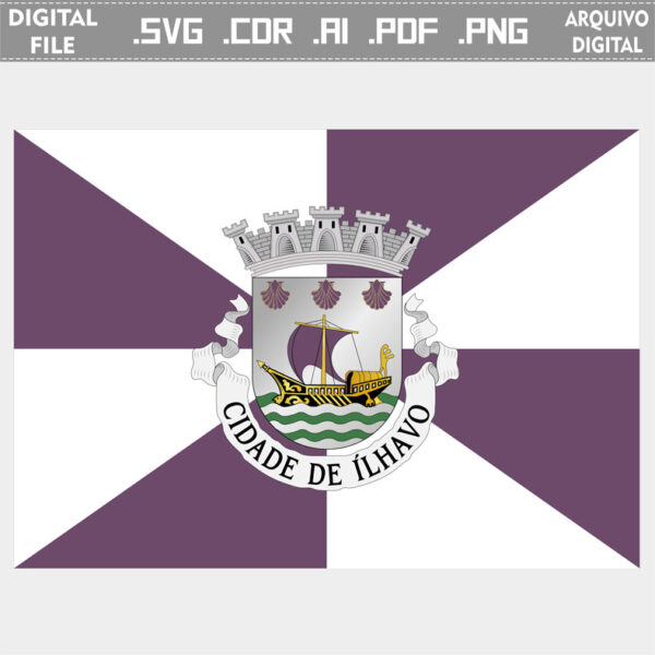 Vector bandeira Ílhavo cidade brasão flag cdr ai svg pdf png comprar