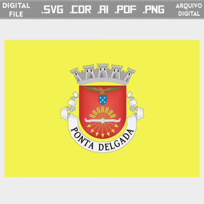 Vector bandeira Ponta Delgada cidade brasão flag cdr ai svg pdf png comprar em Portugal