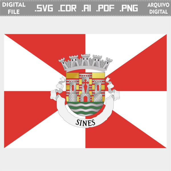 Vector bandeira Sines cidade brasão flag cdr ai svg pdf png download comprar editar