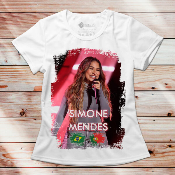 T-shirt Simone Mendes manga curta branca para senhora