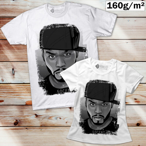 T-shirt 50 Cent Branca manga curta unisex