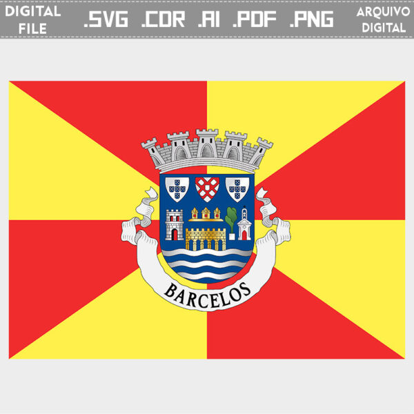 Vector bandeira Barcelos cidade brasão flag cdr ai svg pdf png ficheiro editavel