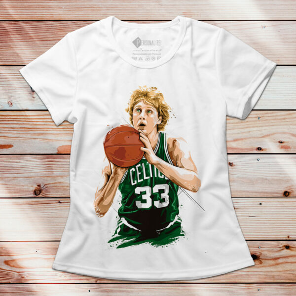 T-shirt Larry Bird Boston Celtics NBA manga curta para mulher