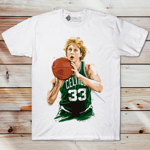 T-shirt Larry Bird Boston Celtics NBA manga curta unisex