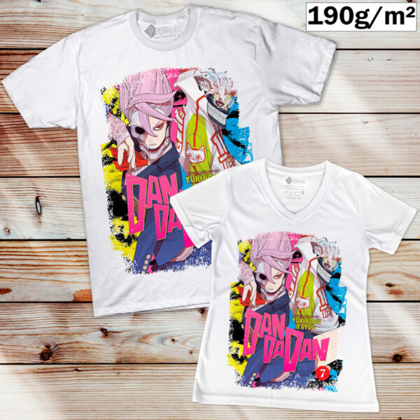 T-shirt Dan Da Dan Anime branca manga curta camiseta