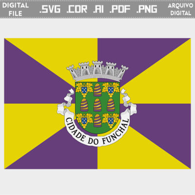 Vector bandeira Funchal cidade brasão flag cdr ai svg pdf png comprar em Portugal